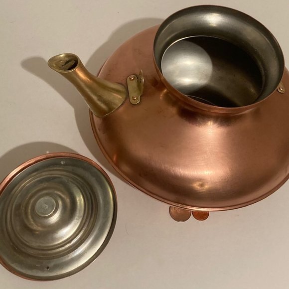 Vintage Metal Copper and Brass Teapot, Kettle - Picture 6 of 7